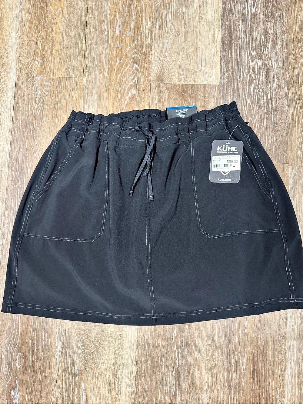 KUHL Vantage Skort Womens XL Black Drawstring Quick Dry Pockets Hiking 6406